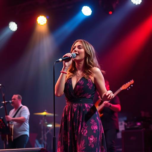 Isabella Rossi performing on stage with her band