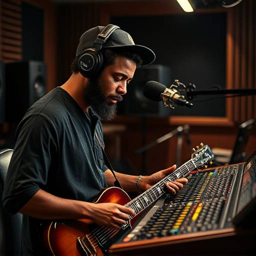 Marcus Johnson in the studio mixing a track